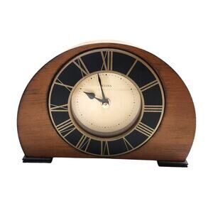 Bulova Desk Clock Tremont Mantle Walnut Finish Half Moon Shape B7340